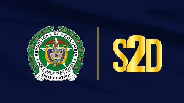 Escudo de polic&iacute;a y la sigla sd2 (Seguridad, dignidad y democracia)