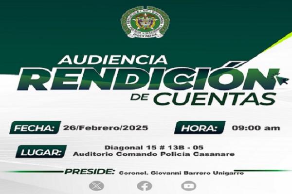  El próximo 26 de febrero a las 09:00 am en el auditorio de la Policía Casanare