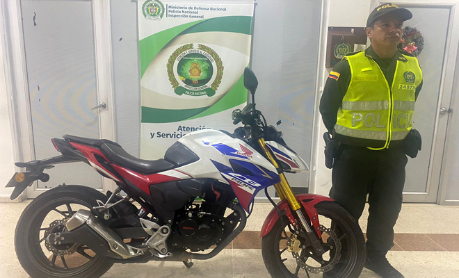 La Policía recuperó motocicleta hurtada en el barrio Santa Fe de Villavicencio
