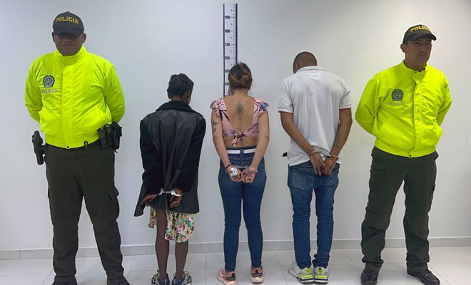 Tres personas capturadas por tráfico, fabricación o porte de estupefacientes y concierto para delinquir.   