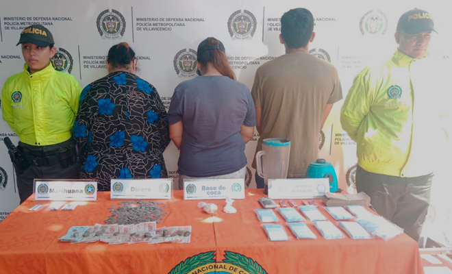 Tres personas fueron capturadas en el barrio Porvenir por tráfico, fabricación o porte de estupefacientes.