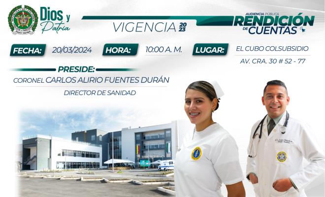 Próxima Rendición de Cuentas vigencia 2023 de la Dirección de Sanidad