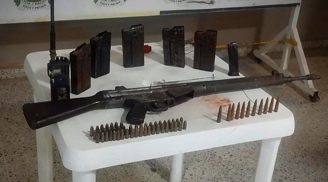 Elementos incautados arma de fuego