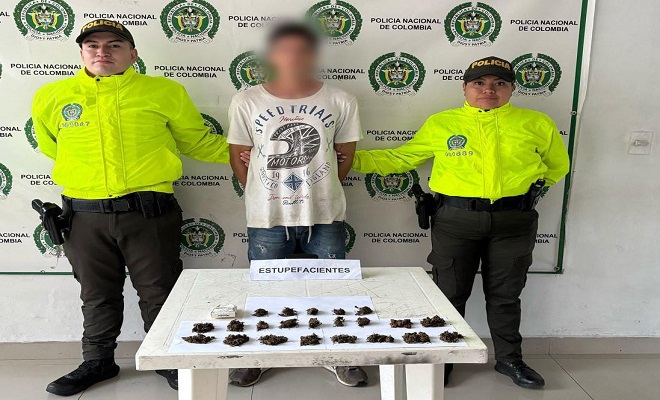En El Líbano, SIJIN de la Policía Tolima logró la captura de un sujeto y la incautación de estupefacientes