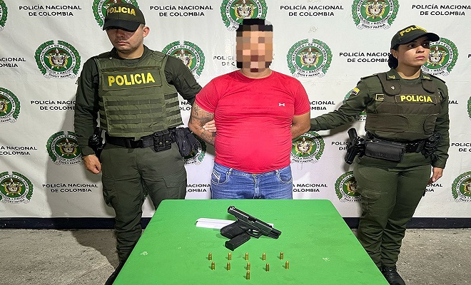 Capturado con pistola y cartuchos.