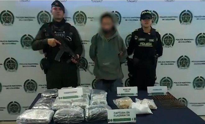 Capturado con 100 cartuchos y más de 18.000 gramos de estupefacientes.