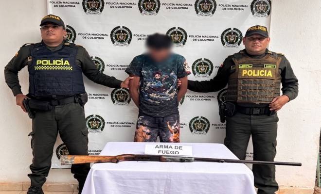 Capturado sujeto por porte ilegal de arma de fuego en La Loma, Cesar