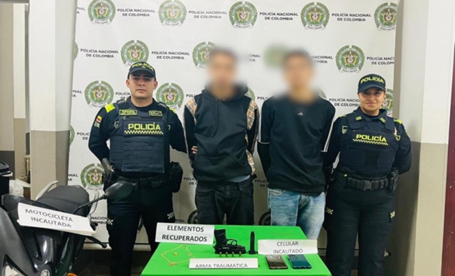Capturados por hurto, arma y celulares incautados