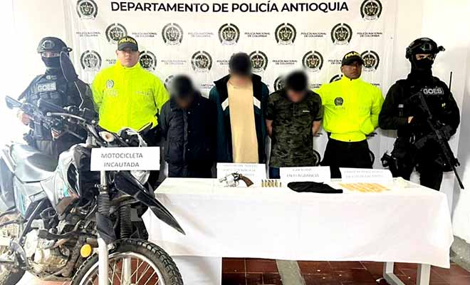 Operación en Sonsón permite la captura de tres personas y la incautación de armas y drogas