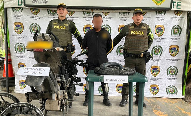 Capturan a un hombre con 5 kilos de Base de Coca en las vías del Cesar
