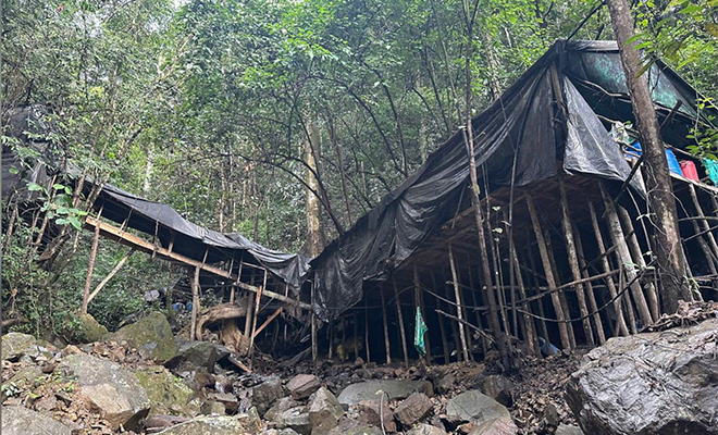 Construcción artesanal, utilizada como laboratorio para la producción de cocaína