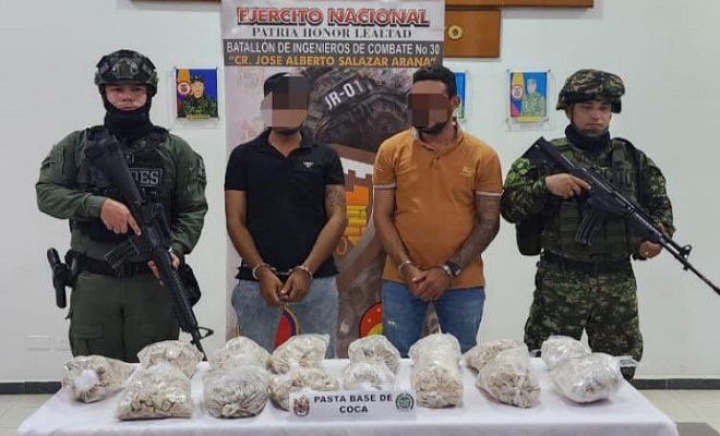 Dos capturados en Tibú transportando mas de 14 kilos de base de coca