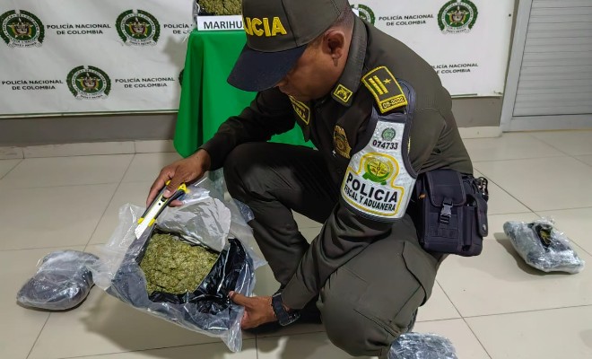 En Bosconia fueron incautados ocho kilos de marihuana y cuatro kilos de base de coca
