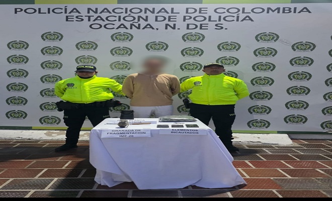 La Policía capturó a José Arévalo con una granada de fragmentación y recuperó dos celulares hurtados