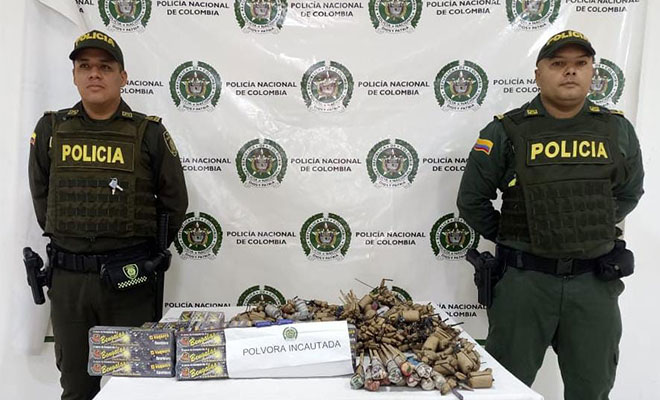 La Policía del Cesar, intensifica los operativos controles e incauta 53 kilos de pólvora, en los 10 primero días de la temporada navideña