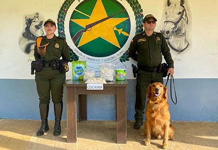 Canino ‘Rubén’ de la Policía Nacional detectó 3.460 gramos de sustancia psicoactiva