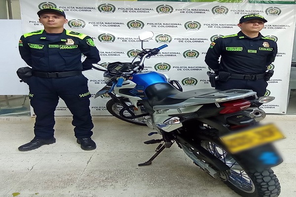 Recuperación de una motocicleta que había sido reportada como hurtada 