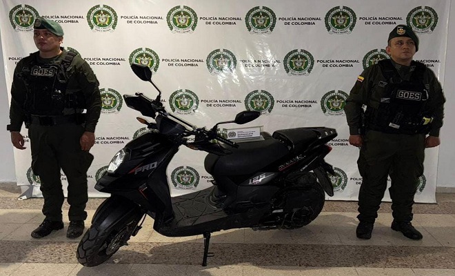 Policía Nacional recupera motocicleta hurtada en el barrio Santa Librada.