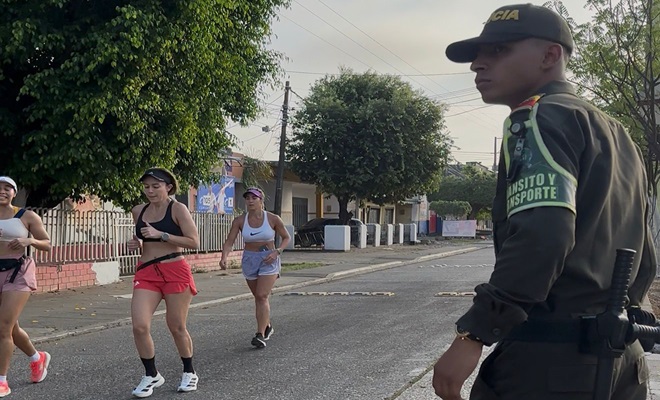 Acompañamiento permanente de la Policía en la ciclovía de la ciudad