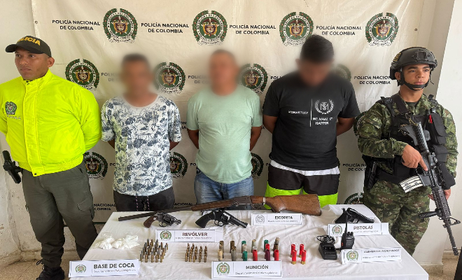 Capturan tres personas entre ellos se encuentra alias “El Chino” presunto integrante y colaborador del Clan del Golfo.  