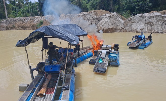Intervención de tres unidades de producción mineras que operaban en la región