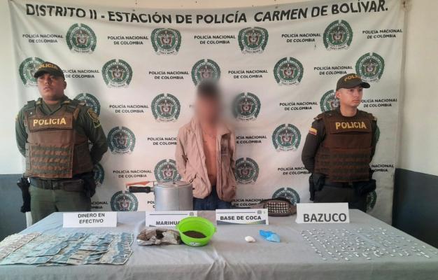 Captura por el delito de estupefaciente en El Carmen de Bolívar