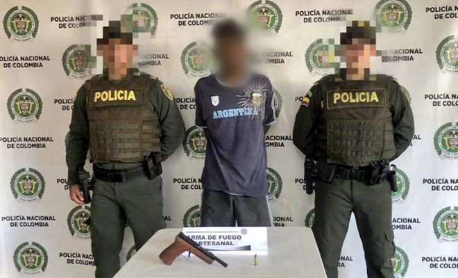 Captura por el delito de porte ilegal de arma de fuego en Villanueva