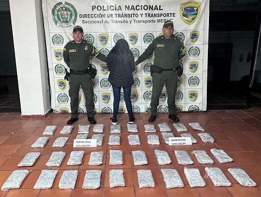 La Seccional de Tránsito y Transporte evita que 55 mil dosis de marihuana tipo "crypi" lleguen a Santander