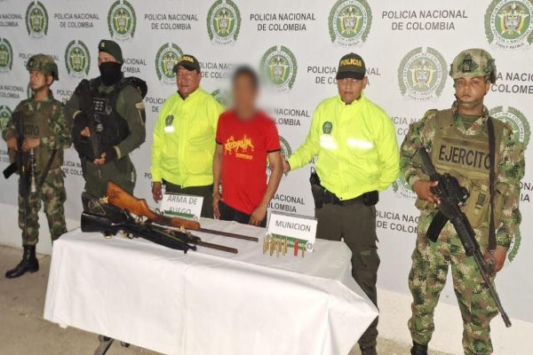 En zona rural de Manaure, la Policía captura a una persona con armas de fuego de largo alcance