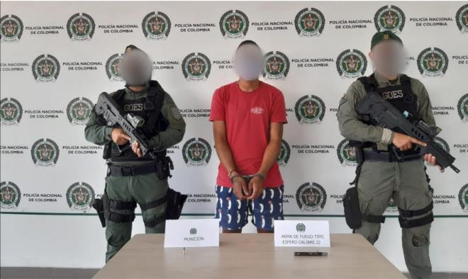 Mediante planes de registro y control capturado hombre de 20 años por porte ilegal de arma de fuego