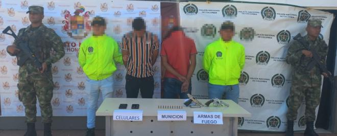 Capturados con revólver calibre 38, una pistola calibre 9 milímetros y 17 cartuchos