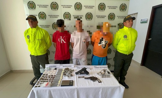 Capturadas tres personas dedicadas al tráfico de estupefacientes y porte ilegal de armas en Barrancabermeja