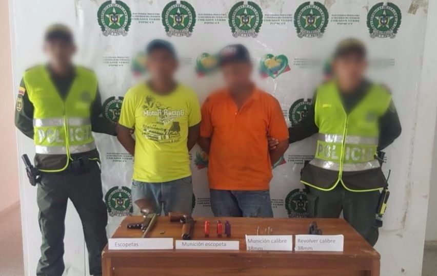 capturados-escopeta-revolver-municion-porte ilegal de armas-MNVCC-cuadrante-soplador-cuadrante rural-zona bananera-Magdalena