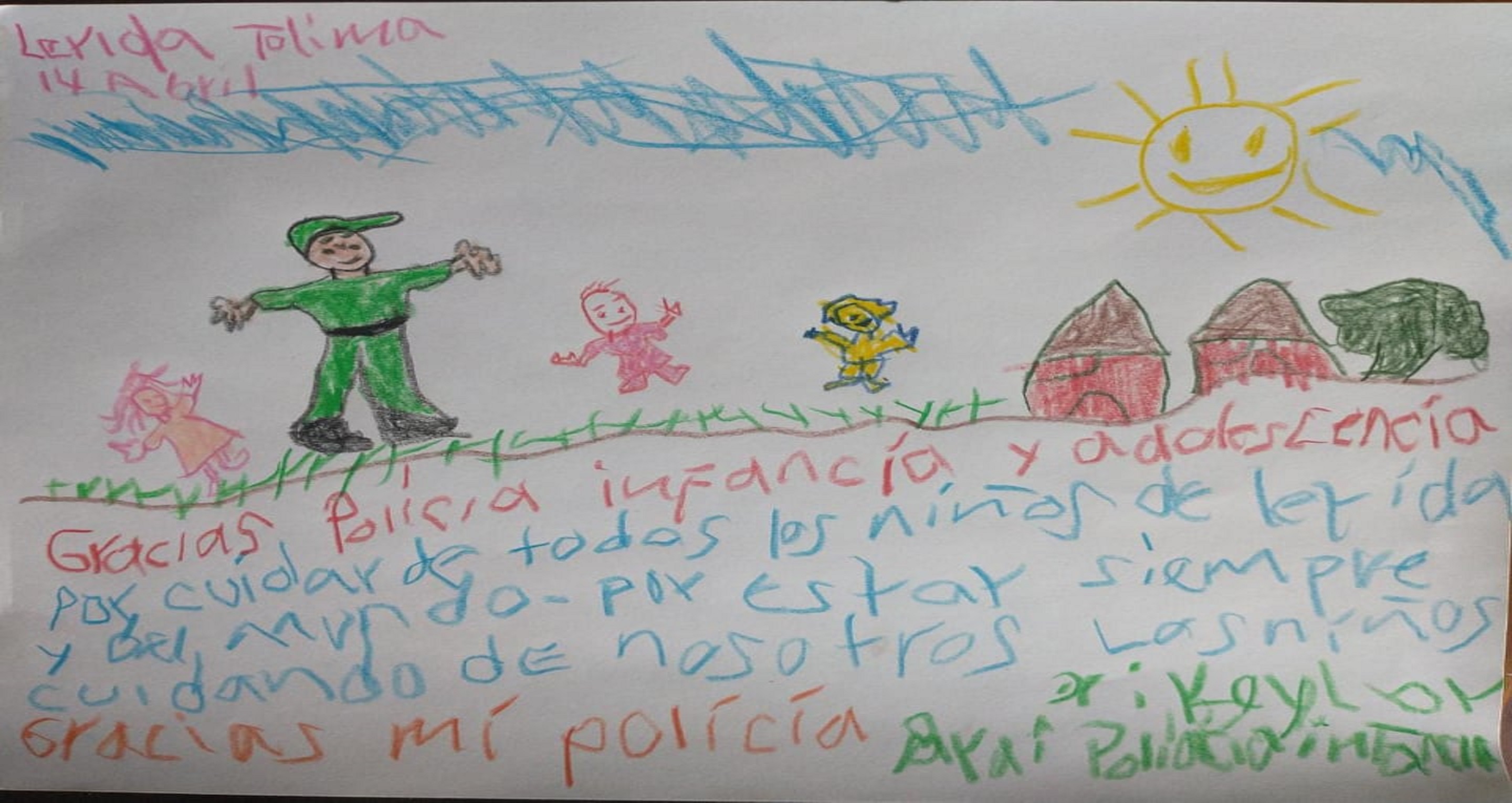 Con cartas niños del Tolima expresan su agradecimiento con sus policías 