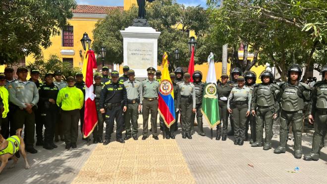 Componente policial para la conmemoración de los 213 años de la Independencia de Mompox.