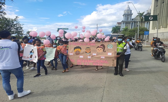 Con el grupo de protección a la infancia, defensoría del pueblo y alcaldía de Quibdó celebramos el día de la niña 