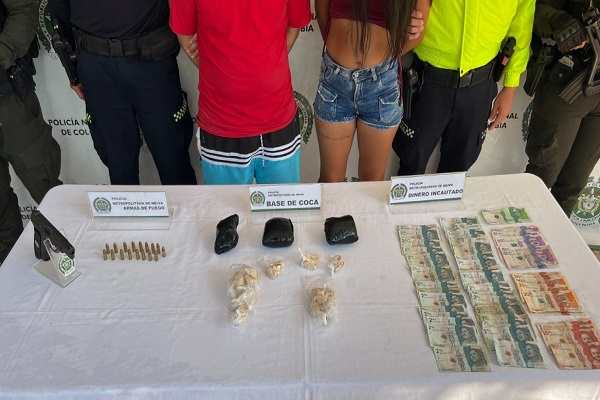 Incautación de 521 gramos de bazuco, $800.000 en efectivo y un arma de fuego