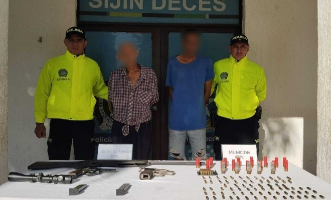 Dos capturados por el delito de fabricación, tráfico o porte de armas de fuego