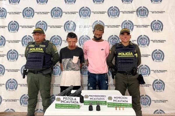 Dos personas capturadas por el delito de, fabricación, tráfico porte tenencia de arma de fuego