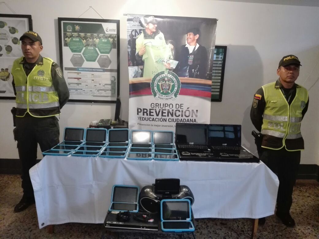 Recuperados elementos hurtados de una sede educativa 