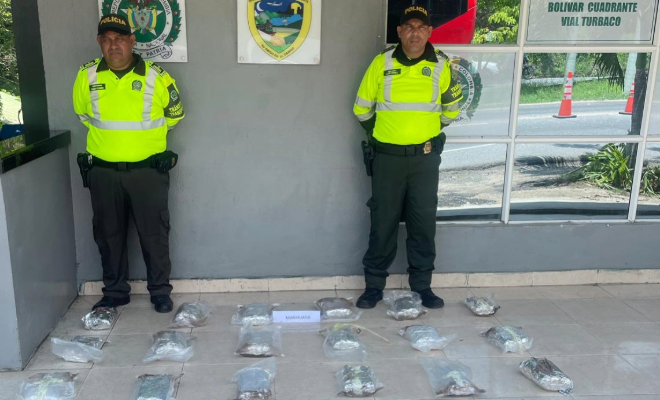 Policía Nacional en Bolívar incauta 11.600 gramos de marihuana transportada en modalidad de encomienda