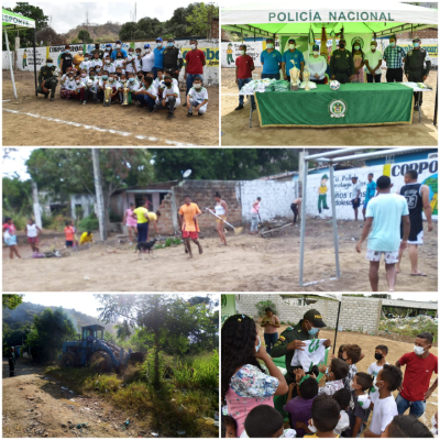 Policía del Magdalena inaugura cancha de fútbol en la vereda El salón de Río Frío 