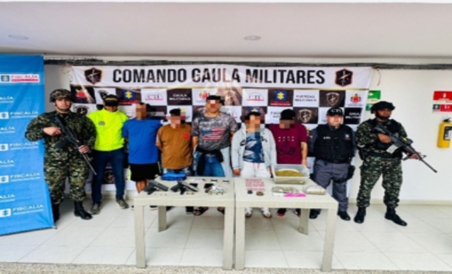 Capturadas cinco personas por los delitos de porte ilegal de armas de fuego y tráfico, fabricación o porte de estupefacientes