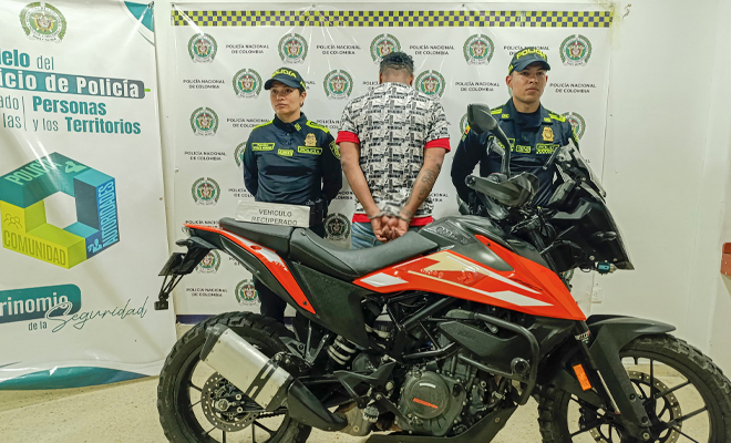 En el procedimiento se logra la recuperación de una motocicleta