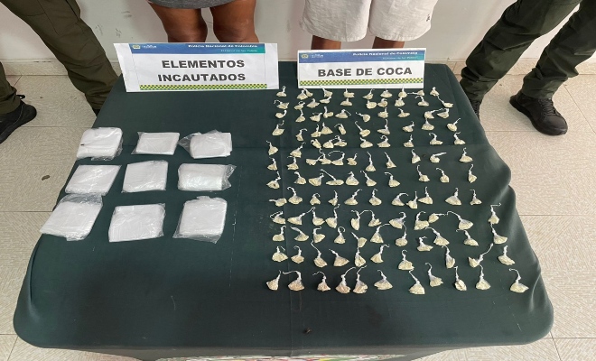 investigadores incautaron 125 dosis de base de coca 