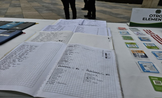 Cuadernos con información de extorsiones 