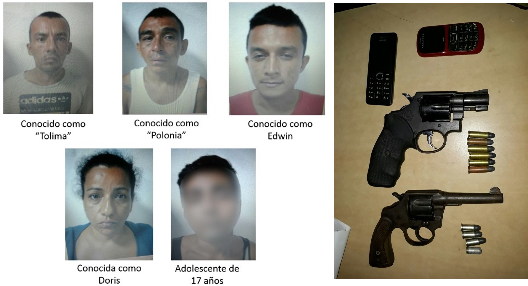 En medio de una persecución fueron acorraladas y capturadas cinco personas y un menor aprehendido por hurto