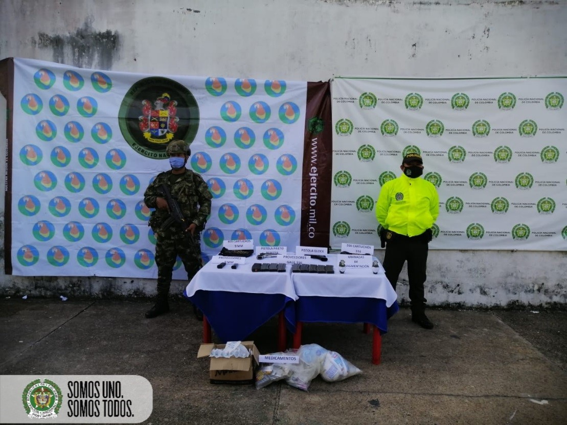 En coordinación con el Ejército Nacional, incautamos importante material bélico