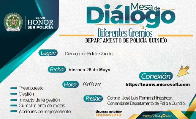 Mesa de dialogo departamento de Policía Quindío