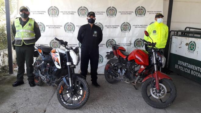 Motocicletas recuperadas en Boyacá